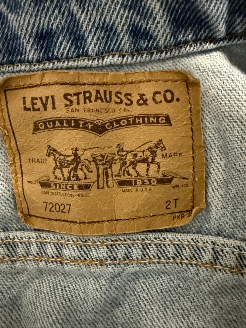 VTG 90s Little Levi's Denim Jacket Sz 2T Orange Tab USA Pockets Snap Front 72027